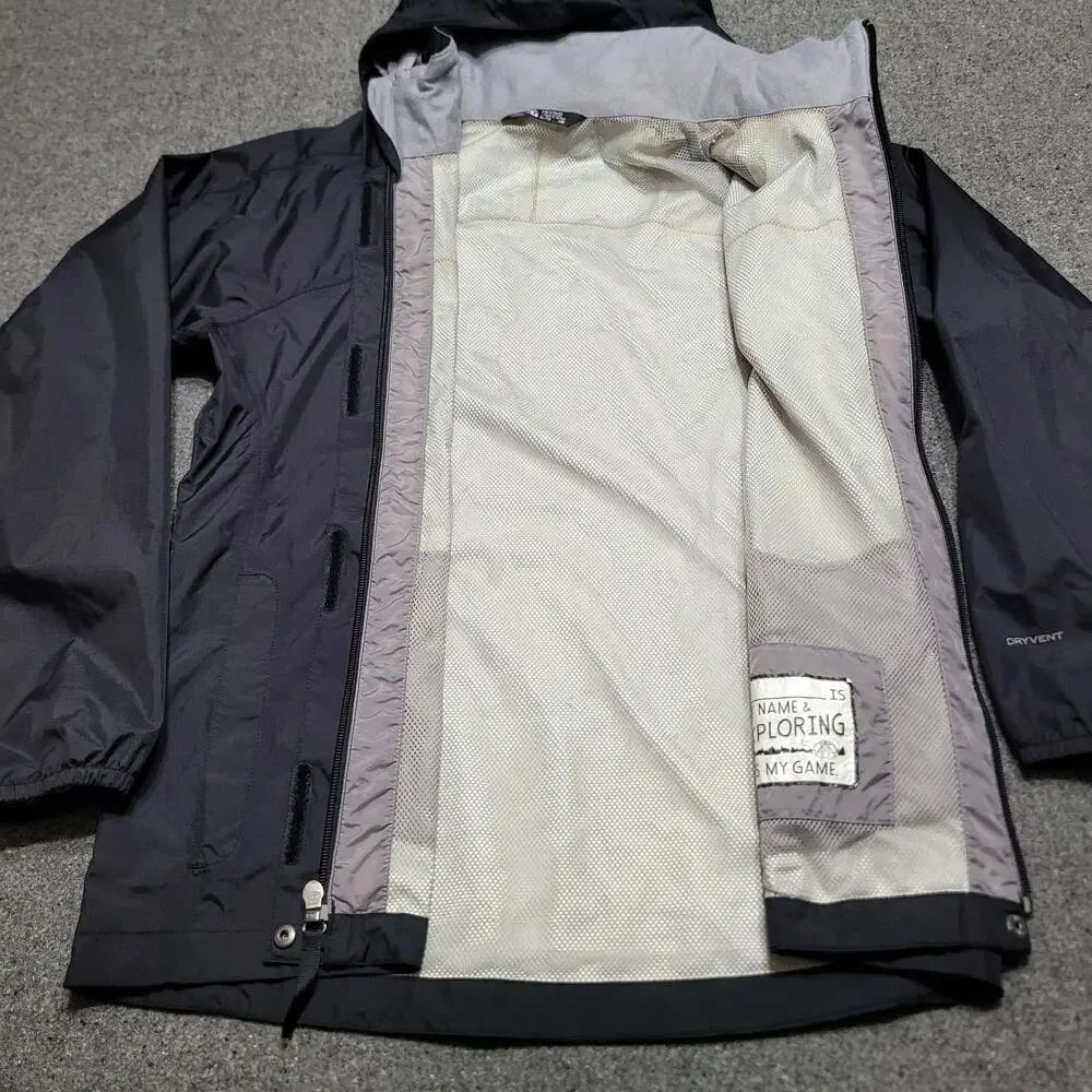 The North Face Jacket Girls Extra Large 18 Black Resolve Reflective Ripstop Rain